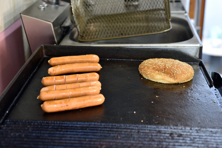 Fried hot dogsの写真素材
