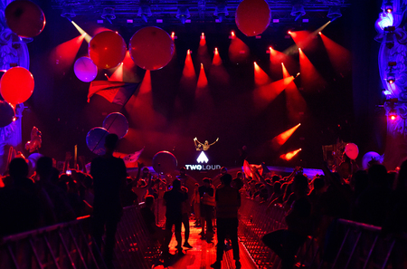 CLUJ-NAPOCA, ROMANIA - AUGUST 6, 2016: Crowd having fun during a Twoloud live concert at Untold Festivalのeditorial素材