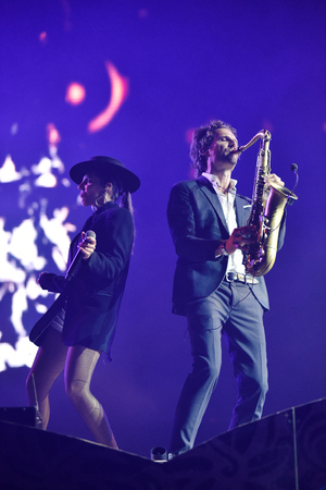 CLUJ-NAPOCA, ROMANIA - JULY 7, 2016: Parov Stelar band performing an electro swing live concert at Untold Festivalのeditorial素材