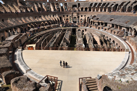 ROME, ITALY - MARCH 16, 2016: Tourists visiting the Great Roman Colosseum ( Coliseum, Colosseo ), also known as the Flavian Amphitheaterのeditorial素材