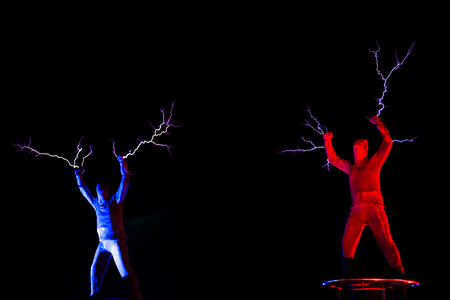 BONTIDA, ROMANIA - JULY  14, 2017: Lords of Lightning performing a high voltage electricity battle show at Electric Castle festivalのeditorial素材