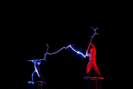 BONTIDA, ROMANIA - JULY  14, 2017: Lords of Lightning performing a high voltage electricity battle show at Electric Castle festivalのeditorial素材