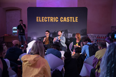 BONTIDA, ROMANIA - JULY 15, 2017: Alternative indie band Alt-J answering questions during a press...