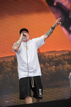 BONTIDA, ROMANIA - JULY 16, 2017: American hip hop band from Los Angeles, California, House of Pain performing a live show at Electric Castle festivalのeditorial素材