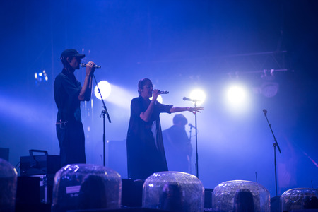 BONTIDA, ROMANIA - JULY 14, 2017: British musical outfit, Unkle band playing a live concert at...