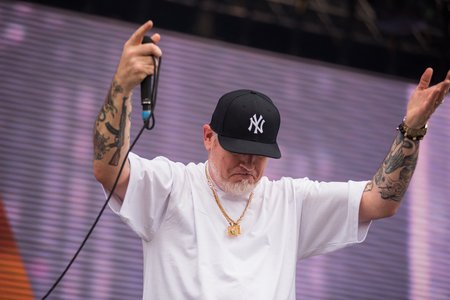 BONTIDA, ROMANIA - JULY 16, 2017: American hip hop band from Los Angeles, California, House of Pain performing a live show at Electric Castle festivalのeditorial素材