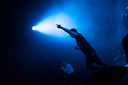 BONTIDA, ROMANIA - JULY 16, 2017: German digital hardcore band, Atari Teenage Riot performing a live concert at Electric Castle festivalのeditorial素材