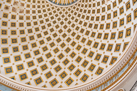 MOSTA, MALTA - AUGUST 21, 2017: The dome of the Rotunda of Mosta (Church of the Assumption of Our Lady) is the third largest unsupported dome in the World and was built between 1833 and 1860のeditorial素材