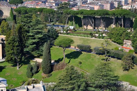 Aerial drone view of the Vatican gardens and buildings of Romeの写真素材