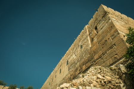 The ruins of the Ophel walls, the place where of first and second Temple complex was located. Jerusalem, Israelの写真素材