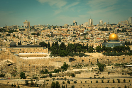 Holy city of Jerusalem, Israel, vintage picture