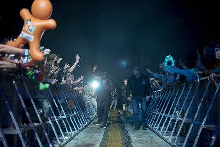 BONTIDA, ROMANIA - JULY 20, 2018: Disco music legend Haddaway singing during the Electric Castle festivalのeditorial素材