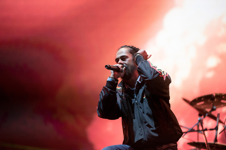 BONTIDA, ROMANIA - JULY 18, 2018: Damian Marley, four time Grammy award winner, and the son of...