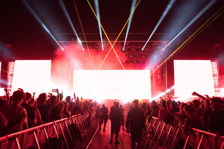 BONTIDA, ROMANIA - JULY 20, 2018: Canadian producer and dubstep Dj Excision performing a live show at Electric Castle Festivalのeditorial素材
