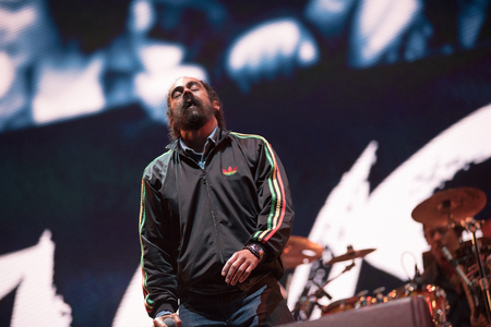 BONTIDA, ROMANIA - JULY 18, 2018: Damian Marley, four time Grammy award winner, and the son of reggae legend Bob perfoming a live concert at Electric Castle festivalのeditorial素材