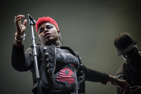 BONTIDA, ROMANIA - JULY 18, 2018: Damian Marley, four time Grammy award winner, and the son of reggae legend Bob perfoming a live concert at Electric Castle festivalのeditorial素材