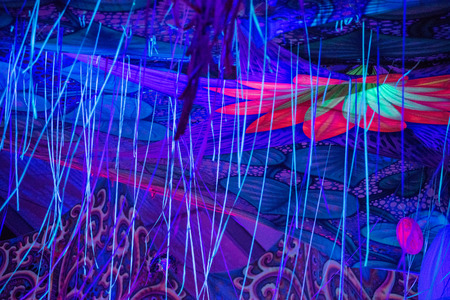 BONTIDA, ROMANIA - JULY 19, 2018: People clubbing at the Elrow, the biggest party concept in the Wolrd at Electric Castle festivalのeditorial素材