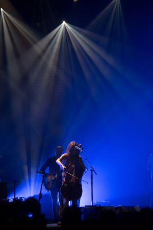BONTIDA, ROMANIA - JULY 21, 2018:  Icelandic experimental musical group MUM playing live during a concert at Electric Castle Festivalのeditorial素材