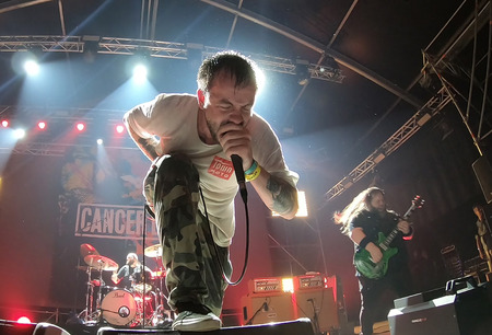 BONTIDA, ROMANIA - JULY 22, 2018: Canadian hardcore punk band from Toronto, Cancer Bats rocking live at Electric Castle festivalのeditorial素材