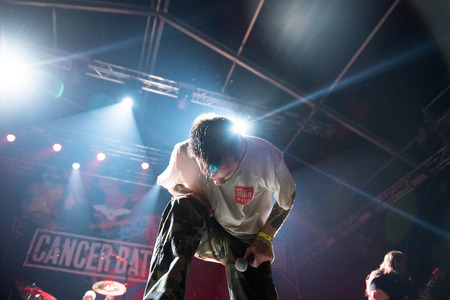BONTIDA, ROMANIA - JULY 22, 2018: Canadian hardcore punk band from Toronto, Cancer Bats rocking live at Electric Castle festivalのeditorial素材