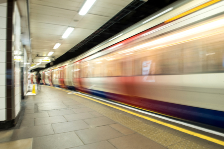 LONDON, UK - MARCH 22, 2019: The London Underground has 11 lines collectively and handle up to 5 million passengers a dayのeditorial素材