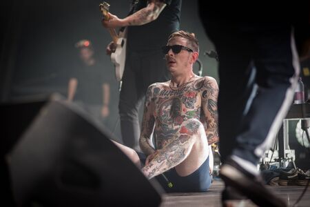 BONTIDA, ROMANIA - JULY 21, 2019: Swedish post-punk band Viagra Boys performing a live concert at Electric Castle festivalのeditorial素材