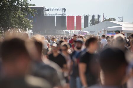 BONTIDA, ROMANIA - JULY 20, 2019: Crowd of people enjoying the atmosphere at Electric Castle festivalのeditorial素材