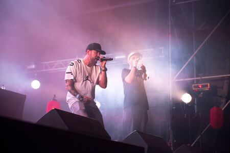 BONTIDA, ROMANIA - JULY 19, 2019: Chinese man collective French trip hop band performing a live...