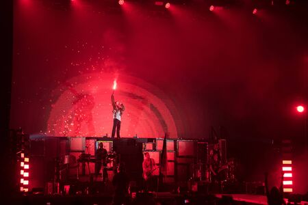 BONTIDA, ROMANIA - JULY 20, 2019: English rock band Bring me the Horizon performing a live concert on the Main Stage of Electric Castle Festivalのeditorial素材