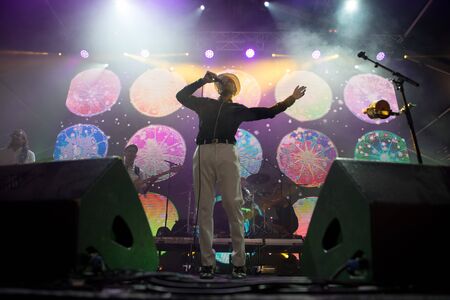 BONTIDA, ROMANIA - JULY 19, 2019: Pannonia Allstars Ska Orchestra (PASO) performing a live concert on the stage during Electric Castle festivalのeditorial素材