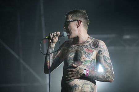 BONTIDA, ROMANIA - JULY 21, 2019: Swedish post-punk band Viagra Boys performing a live concert at...