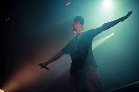 BONTIDA, ROMANIA - JULY 19, 2019: Chinese man collective French trip hop band performing a live concert on the stage at Electric Castle festivalのeditorial素材