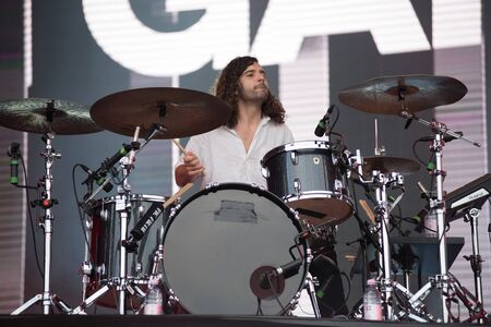 BONTIDA, ROMANIA - JULY 18, 2019: Gang of Youths indie rock band performing a live concert on the stage at Electric Castle Festivalのeditorial素材