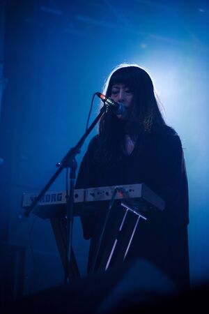 BONTIDA, ROMANIA - JULY 18, 2019: Mono Japanese instrumental band performing a live concert on the...