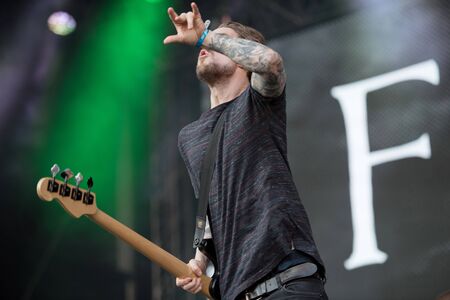 SIBIU, ROMANIA - JULY 26, 2019:  German post-hardcore band Fjort performing a live concert at Artmania festivalのeditorial素材