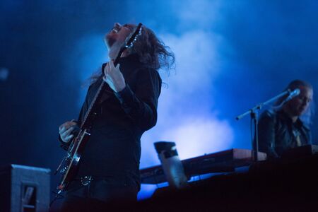 SIBIU, ROMANIA - JULY 27, 2019: Swedish progressive metal band Opeth performing a live concert on...