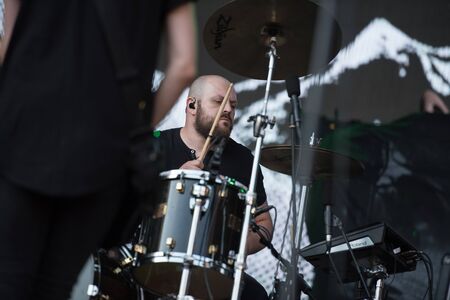 SIBIU, ROMANIA - JULY 26, 2019:  German post-hardcore band Fjort performing a live concert at Artmania festivalのeditorial素材