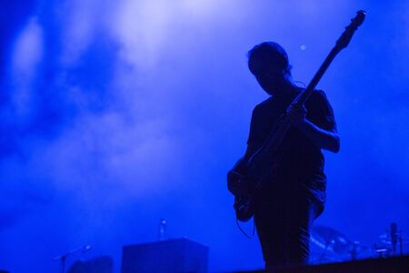 SIBIU, ROMANIA - JULY 27, 2019: Swedish progressive metal band Opeth performing a live concert on the stage at Artmania Festivalのeditorial素材