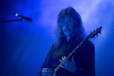 SIBIU, ROMANIA - JULY 27, 2019: Swedish progressive metal band Opeth performing a live concert on the stage at Artmania Festivalのeditorial素材