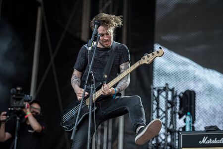 SIBIU, ROMANIA - JULY 26, 2019:  German post-hardcore band Fjort performing a live concert at Artmania festivalのeditorial素材