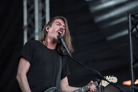 SIBIU, ROMANIA - JULY 26, 2019:  German post-hardcore band Fjort performing a live concert at...