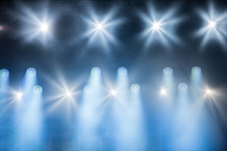 Blue stage lights at music festivalの写真素材