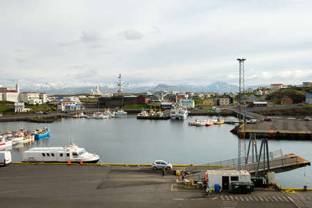 STYKKISHOLMUR, ICELAND - MAY 19, 2019:  Stykkisholmur is a harbor town situated in the western part of Iceland and is visited every summer by crowd of touristsのeditorial素材