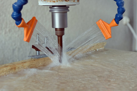 3D robotic relief milling sculpting in stoneの写真素材