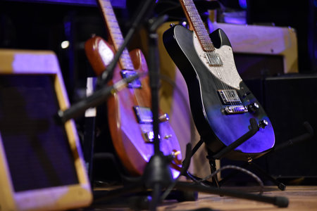 Electric guitars on the stage at live concert
