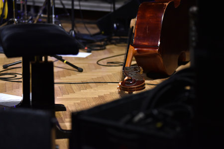 Double bass instrument on the stageの写真素材