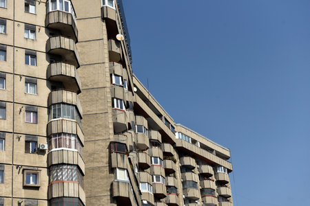 Ex-Soviet concrete block houses in Romaniaの写真素材