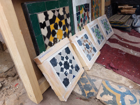 Moroccan Islamic mosaic tiles in Marrakesh, Moroccoの写真素材