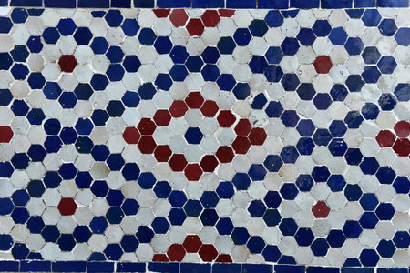 Moroccan Islamic mosaic tiles in Marrakesh, Moroccoの写真素材