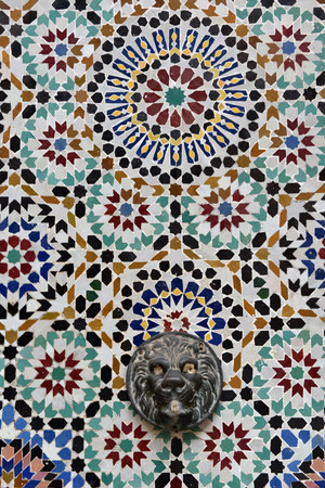 Moroccan Islamic mosaic tiles in Marrakesh, Moroccoの写真素材